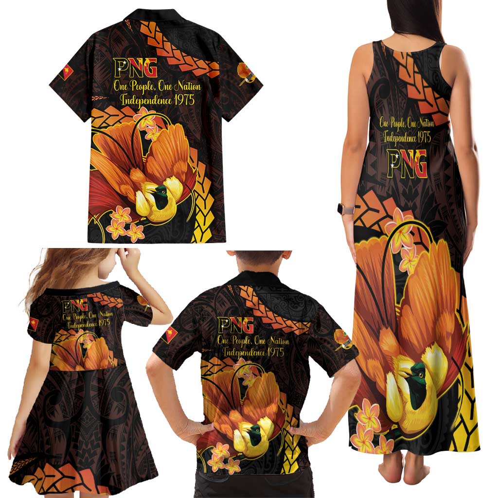 Papua New Guinea Independence Day Family Matching Tank Maxi Dress and Hawaiian Shirt 50th Anniversary Papua Niu Gini Bird Of Paradise LT14 - Polynesian Pride