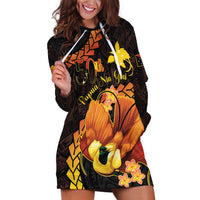 Papua New Guinea Independence Day Hoodie Dress 50th Anniversary Papua Niu Gini Bird Of Paradise LT14 Black - Polynesian Pride