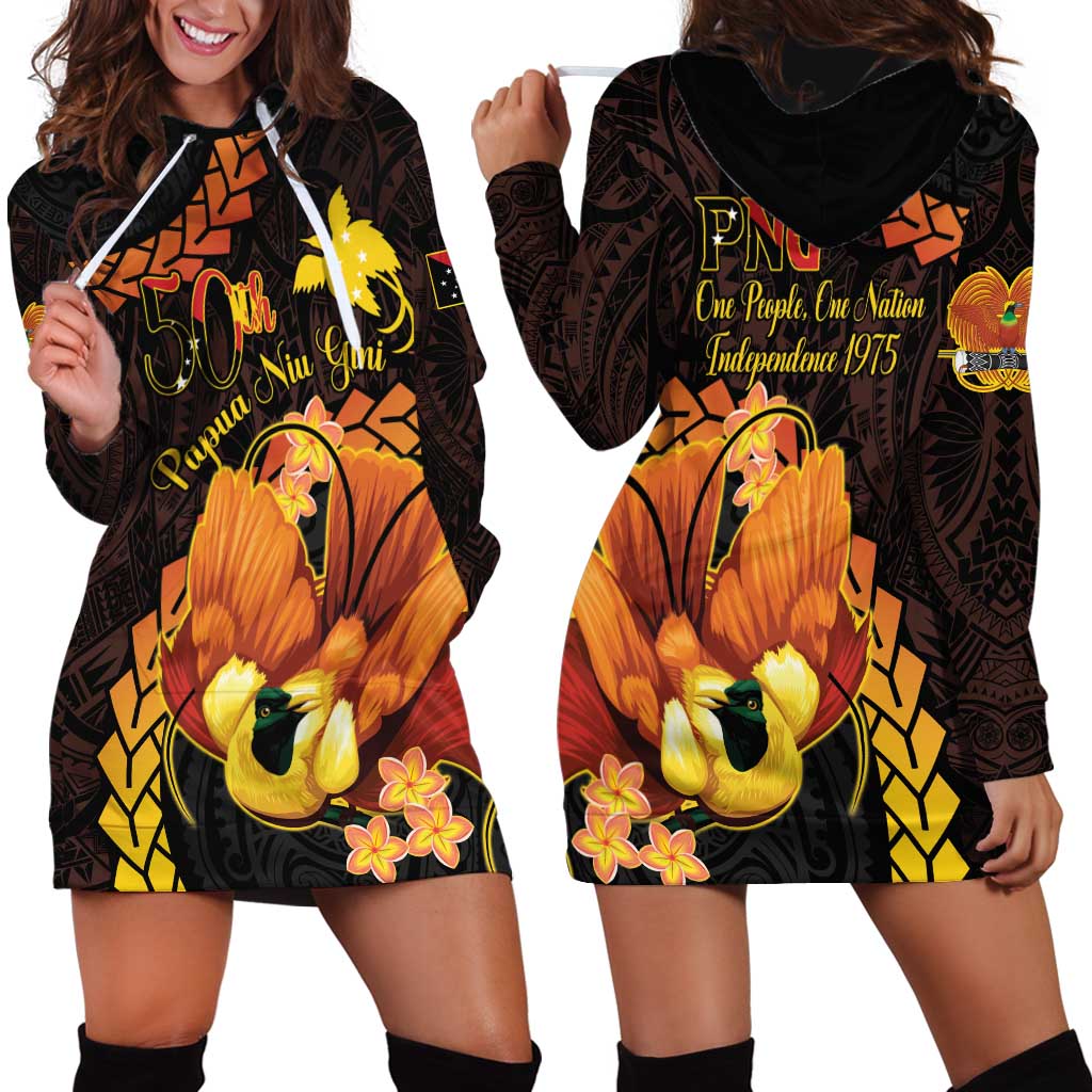 Papua New Guinea Independence Day Hoodie Dress 50th Anniversary Papua Niu Gini Bird Of Paradise LT14 - Polynesian Pride