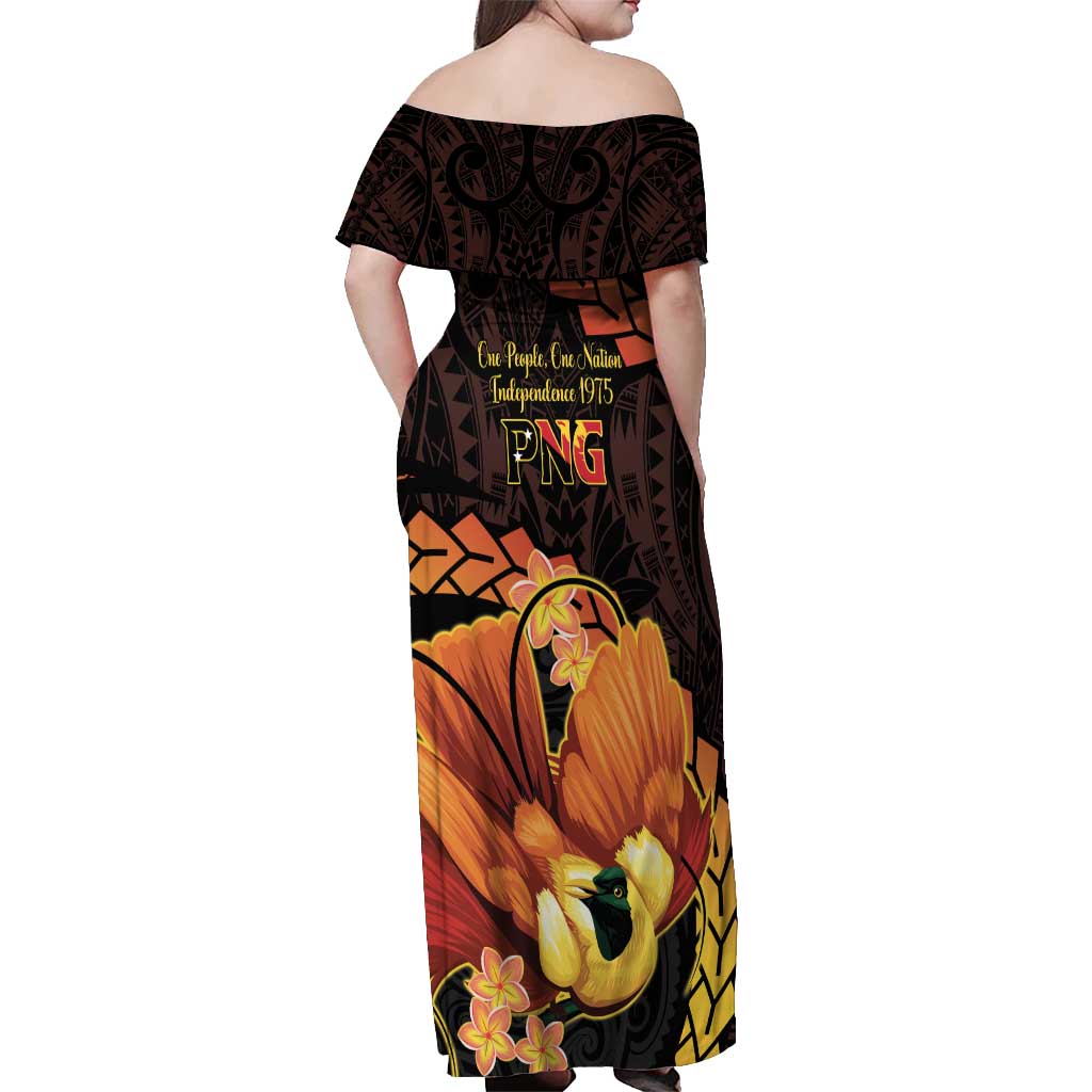 Papua New Guinea Independence Day Off Shoulder Maxi Dress 50th Anniversary Papua Niu Gini Bird Of Paradise LT14 - Polynesian Pride