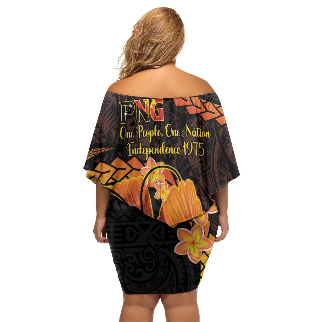 Papua New Guinea Independence Day Off Shoulder Short Dress 50th Anniversary Papua Niu Gini Bird Of Paradise LT14 - Polynesian Pride