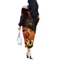 Papua New Guinea Independence Day Off The Shoulder Long Sleeve Dress 50th Anniversary Papua Niu Gini Bird Of Paradise LT14 - Polynesian Pride