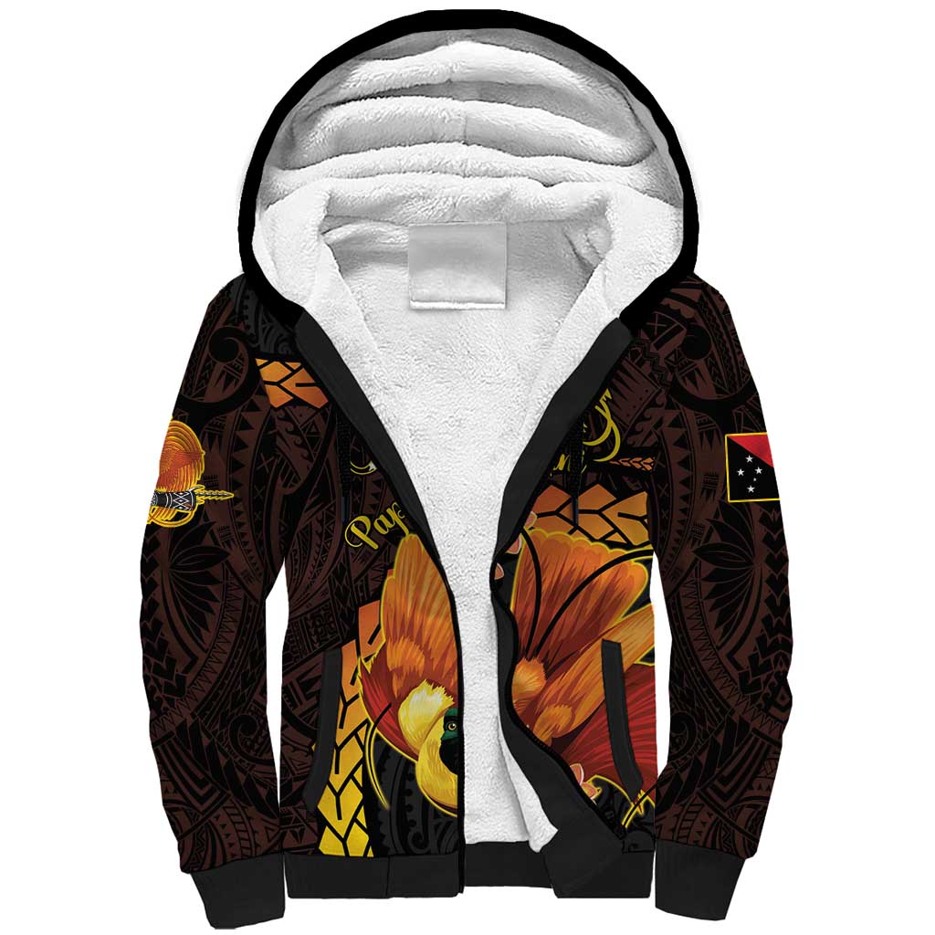 Papua New Guinea Independence Day Sherpa Hoodie 50th Anniversary Papua Niu Gini Bird Of Paradise LT14 Unisex Black - Polynesian Pride