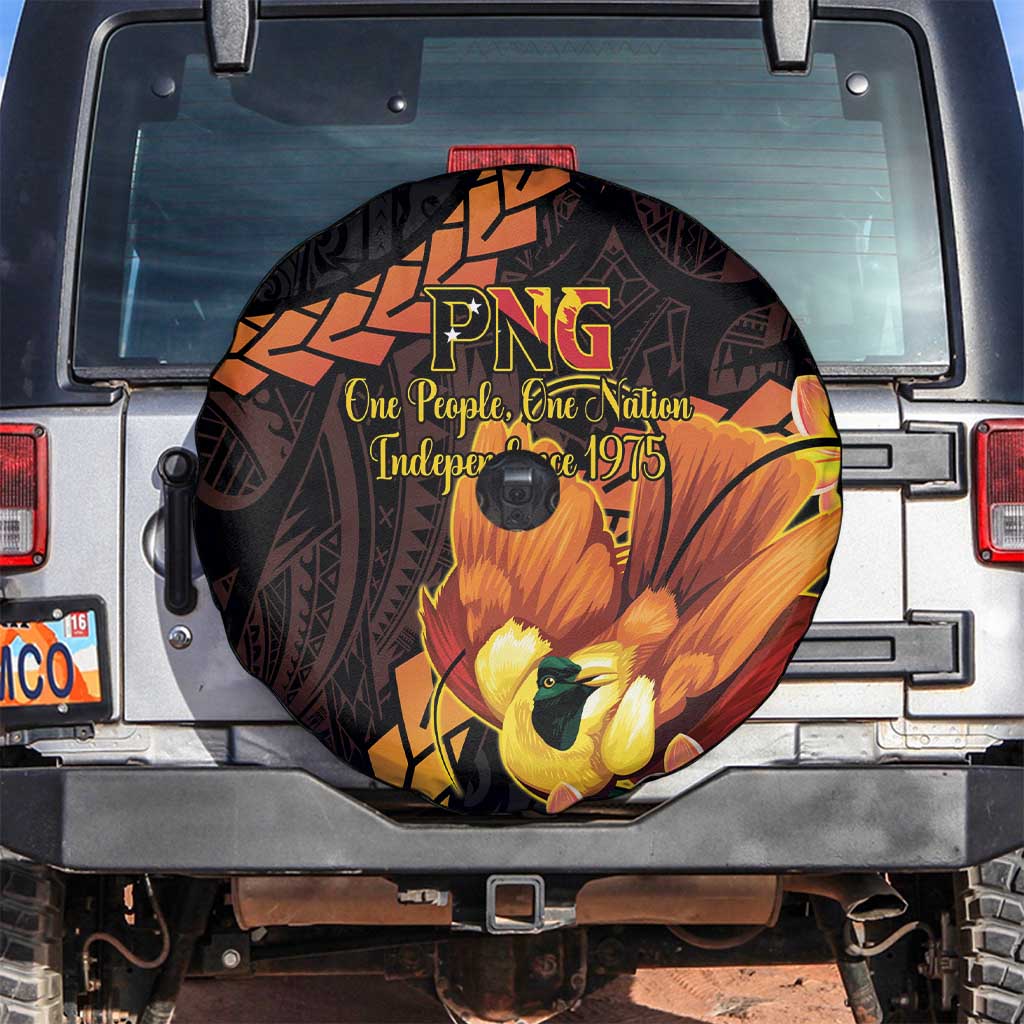 Papua New Guinea Independence Day Spare Tire Cover 50th Anniversary Papua Niu Gini Bird Of Paradise LT14 Black - Polynesian Pride