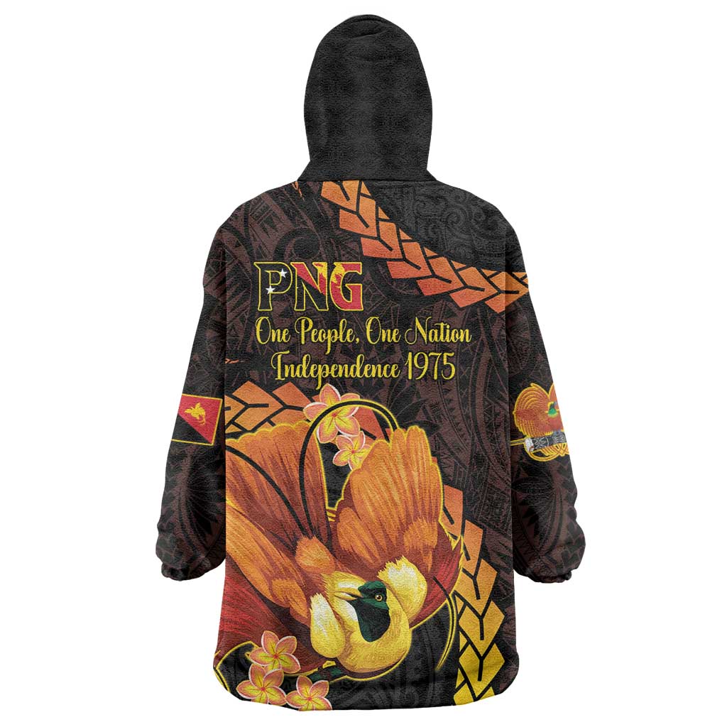 Papua New Guinea Independence Day Wearable Blanket Hoodie 50th Anniversary Papua Niu Gini Bird Of Paradise LT14 - Polynesian Pride