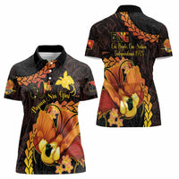 Papua New Guinea Independence Day Women Polo Shirt 50th Anniversary Papua Niu Gini Bird Of Paradise LT14 - Polynesian Pride