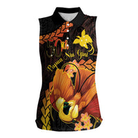 Papua New Guinea Independence Day Women Sleeveless Polo Shirt 50th Anniversary Papua Niu Gini Bird Of Paradise LT14 Female Black - Polynesian Pride