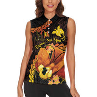 Papua New Guinea Independence Day Women Sleeveless Polo Shirt 50th Anniversary Papua Niu Gini Bird Of Paradise LT14 - Polynesian Pride