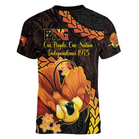 Papua New Guinea Independence Day Women V-Neck T-Shirt 50th Anniversary Papua Niu Gini Bird Of Paradise LT14 - Polynesian Pride