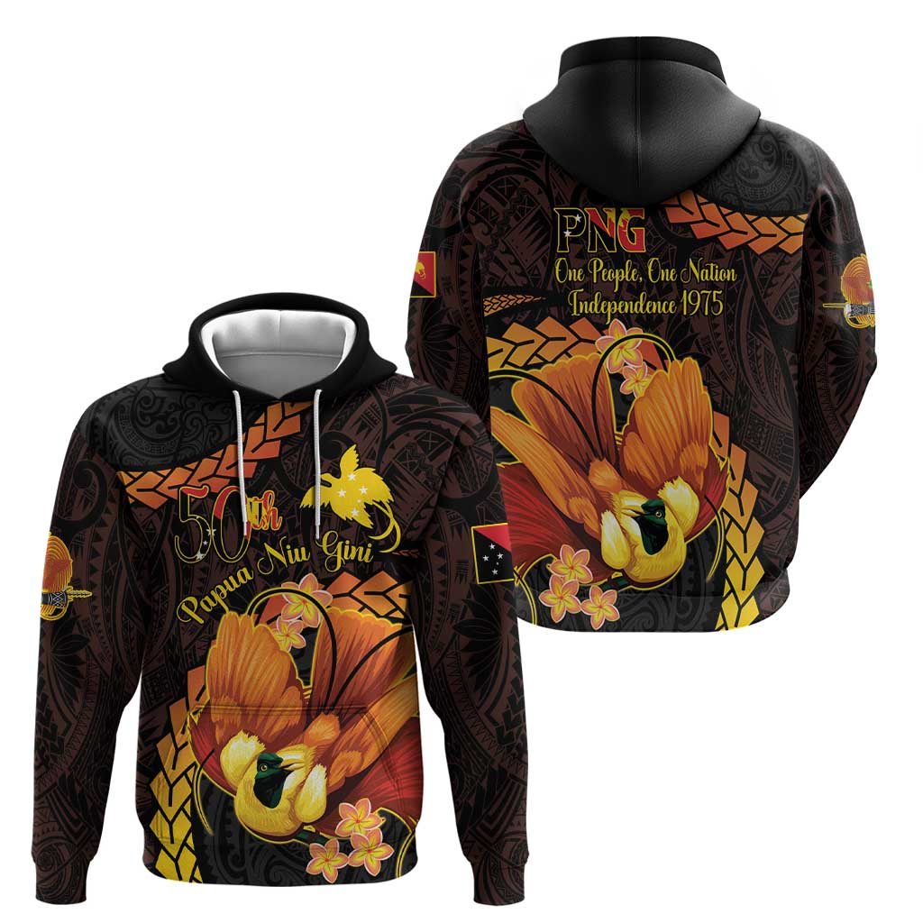 Papua New Guinea Independence Day Zip Hoodie 50th Anniversary Papua Niu Gini Bird Of Paradise LT14 - Polynesian Pride