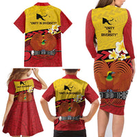 Papua New Guinea Independence Day Family Matching Long Sleeve Bodycon Dress and Hawaiian Shirt Since 1975 Unity In Diversity LT14 - Polynesian Pride