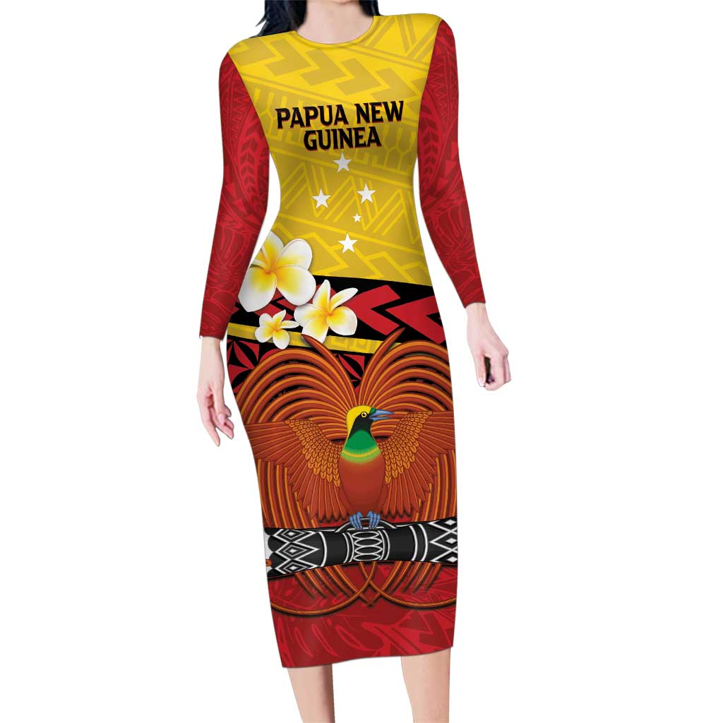 Papua New Guinea Independence Day Family Matching Long Sleeve Bodycon Dress and Hawaiian Shirt Since 1975 Unity In Diversity LT14 Mom's Dress Red - Polynesian Pride