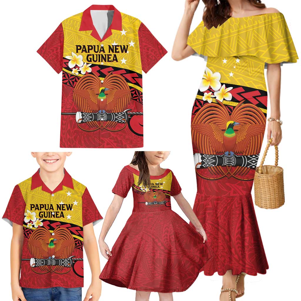 Papua New Guinea Independence Day Family Matching Mermaid Dress and Hawaiian Shirt Since 1975 Unity In Diversity LT14 - Polynesian Pride