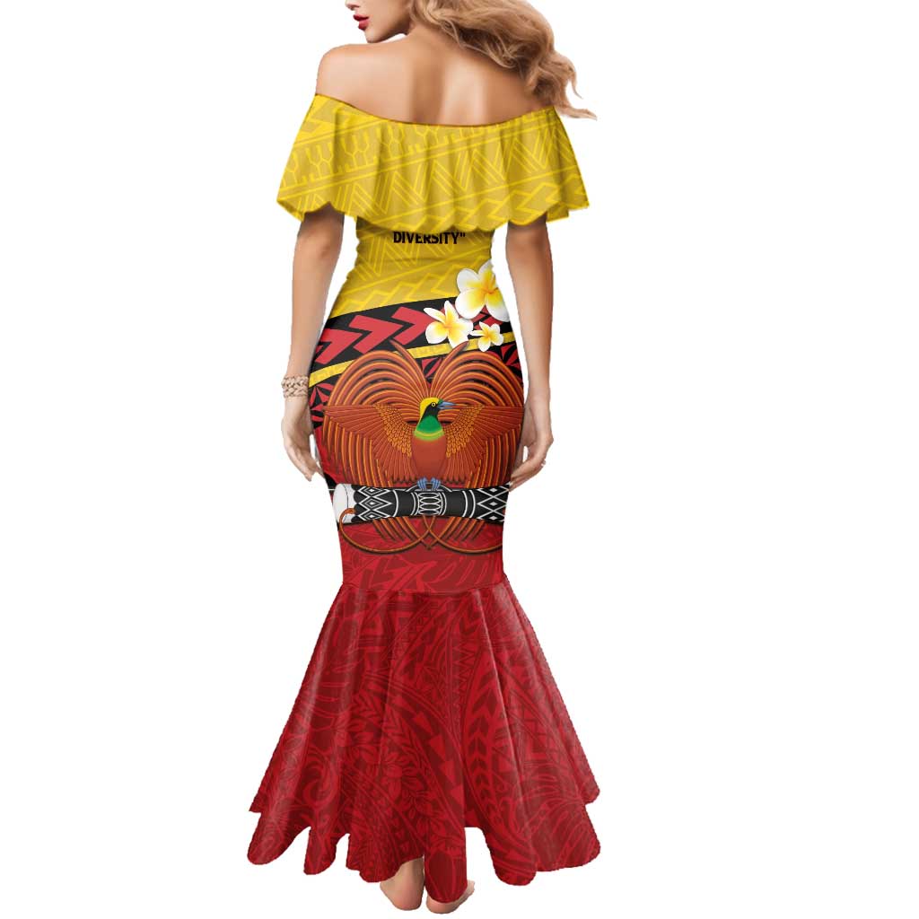 Papua New Guinea Independence Day Family Matching Mermaid Dress and Hawaiian Shirt Since 1975 Unity In Diversity LT14 - Polynesian Pride