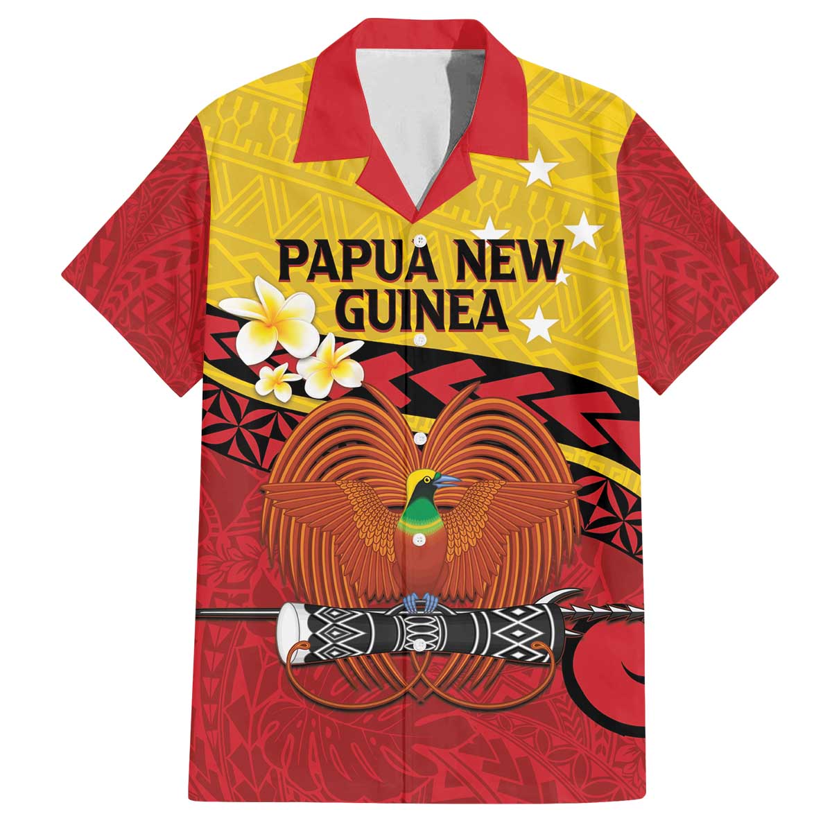 Papua New Guinea Independence Day Family Matching Off The Shoulder Long Sleeve Dress and Hawaiian Shirt Since 1975 Unity In Diversity LT14 Dad's Shirt - Short Sleeve Red - Polynesian Pride