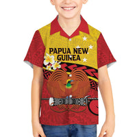 Papua New Guinea Independence Day Family Matching Off Shoulder Short Dress and Hawaiian Shirt Since 1975 Unity In Diversity LT14 Son's Shirt Red - Polynesian Pride
