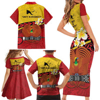 Papua New Guinea Independence Day Family Matching Short Sleeve Bodycon Dress and Hawaiian Shirt Since 1975 Unity In Diversity LT14 - Polynesian Pride