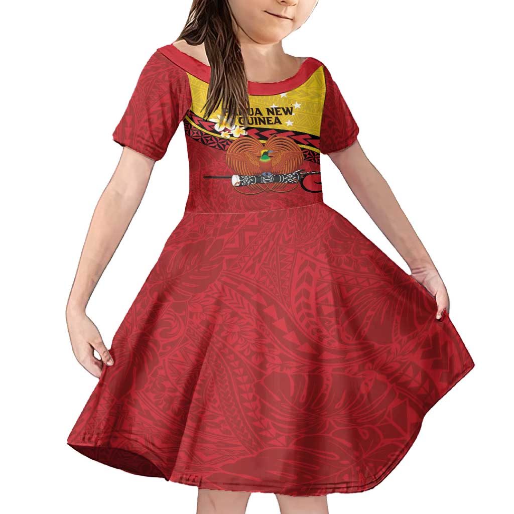Papua New Guinea Independence Day Family Matching Tank Maxi Dress and Hawaiian Shirt Since 1975 Unity In Diversity LT14 Daughter's Dress Red - Polynesian Pride