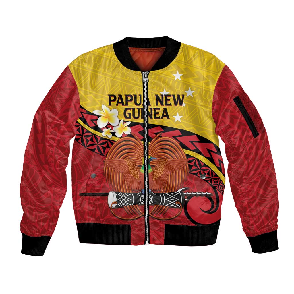 Papua New Guinea Independence Day Sleeve Zip Bomber Jacket Since 1975 Unity In Diversity LT14 Unisex Red - Polynesian Pride