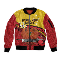 Papua New Guinea Independence Day Sleeve Zip Bomber Jacket Since 1975 Unity In Diversity LT14 Unisex Red - Polynesian Pride
