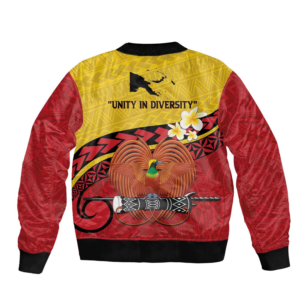 Papua New Guinea Independence Day Sleeve Zip Bomber Jacket Since 1975 Unity In Diversity LT14 - Polynesian Pride