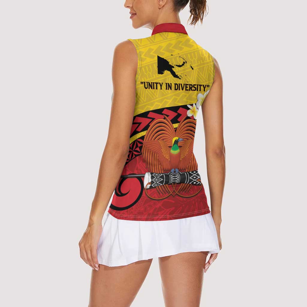 Papua New Guinea Independence Day Women Sleeveless Polo Shirt Since 1975 Unity In Diversity
