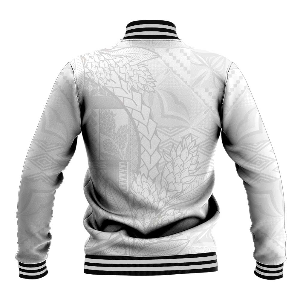 Samoa White Sunday Baseball Jacket Lotu Tamaiti Siapo With Teuila