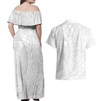 Samoa White Sunday Couples Matching Off Shoulder Maxi Dress and Hawaiian Shirt Lotu Tamaiti Siapo With Teuila
