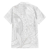 Samoa White Sunday Family Matching Long Sleeve Bodycon Dress and Hawaiian Shirt Lotu Tamaiti Siapo With Teuila LT14 - Polynesian Pride
