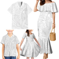Samoa White Sunday Family Matching Mermaid Dress and Hawaiian Shirt Lotu Tamaiti Siapo With Teuila LT14 - Polynesian Pride