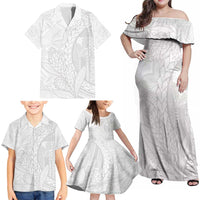Samoa White Sunday Family Matching Off Shoulder Maxi Dress and Hawaiian Shirt Lotu Tamaiti Siapo With Teuila LT14 - Polynesian Pride