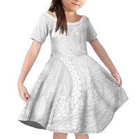 Samoa White Sunday Family Matching Summer Maxi Dress and Hawaiian Shirt Lotu Tamaiti Siapo With Teuila LT14 Daughter's Dress White - Polynesian Pride