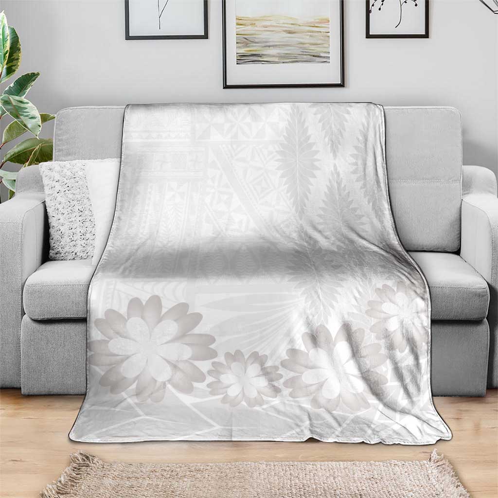 Tonga White Sunday Blanket Manuia le Aso Sa o Tamaiti Heilala With Ngatu Pattern