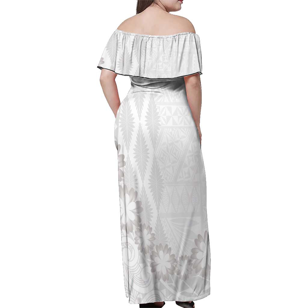 Tonga White Sunday Family Matching Off Shoulder Maxi Dress and Hawaiian Shirt Manuia le Aso Sa o Tamaiti Heilala With Ngatu Pattern LT14 - Polynesian Pride