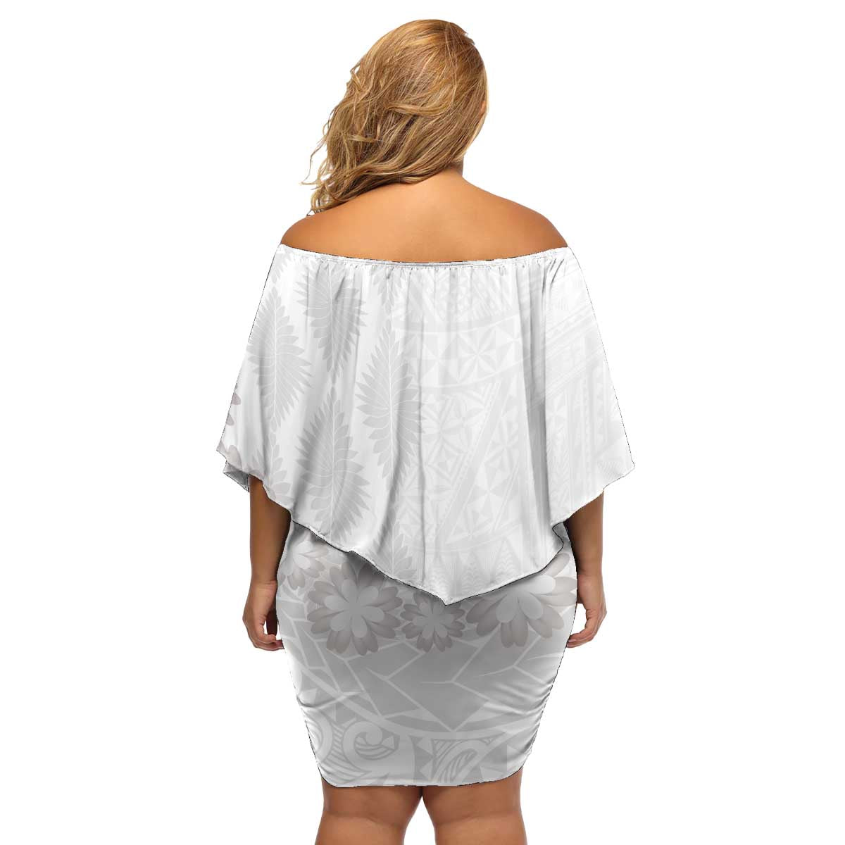 Tonga White Sunday Family Matching Off Shoulder Short Dress and Hawaiian Shirt Manuia le Aso Sa o Tamaiti Heilala With Ngatu Pattern LT14 - Polynesian Pride