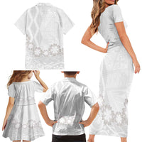 Tonga White Sunday Family Matching Short Sleeve Bodycon Dress and Hawaiian Shirt Manuia le Aso Sa o Tamaiti Heilala With Ngatu Pattern LT14 - Polynesian Pride