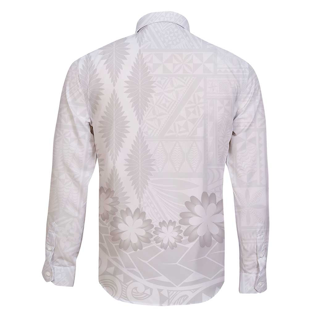 Tonga White Sunday Family Matching Short Sleeve Bodycon Dress and Hawaiian Shirt Manuia le Aso Sa o Tamaiti Heilala With Ngatu Pattern LT14 - Polynesian Pride