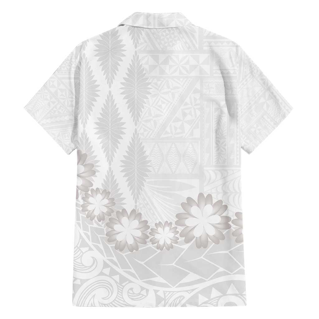 Tonga White Sunday Family Matching Summer Maxi Dress and Hawaiian Shirt Manuia le Aso Sa o Tamaiti Heilala With Ngatu Pattern LT14 - Polynesian Pride