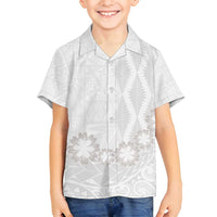 Tonga White Sunday Family Matching Tank Maxi Dress and Hawaiian Shirt Manuia le Aso Sa o Tamaiti Heilala With Ngatu Pattern LT14 Son's Shirt White - Polynesian Pride