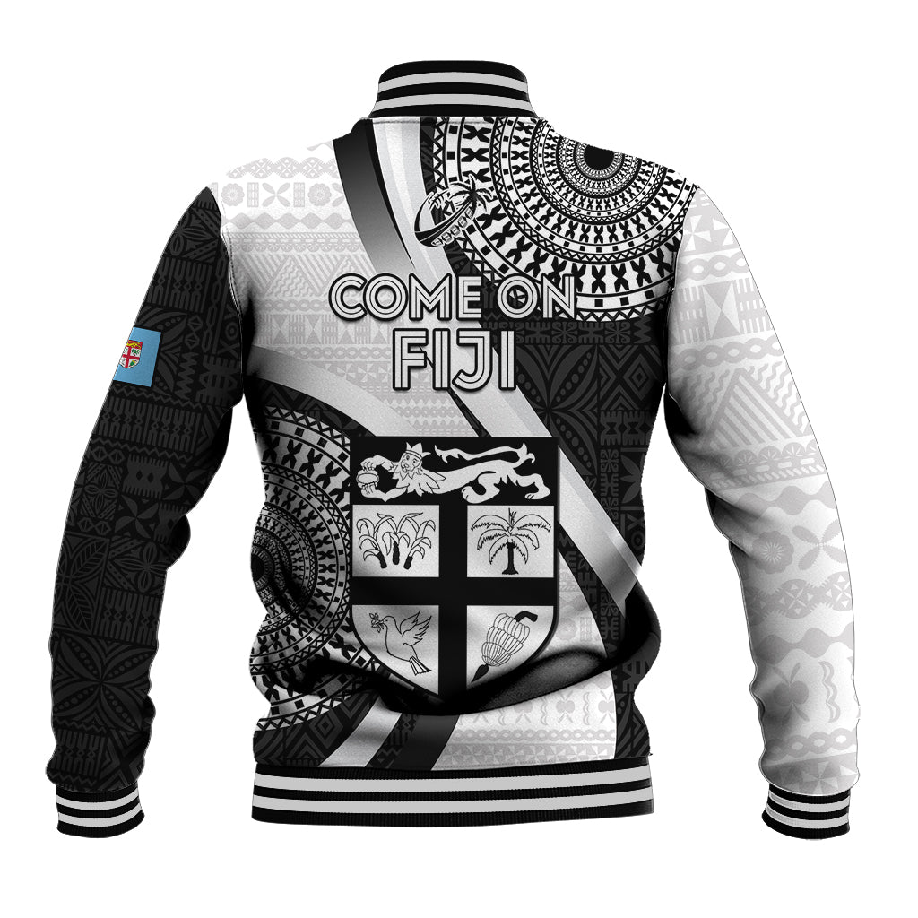 Fiji Rugby Baseball Jacket World Cup 2023 Go Champions Fijian Tapa Black Version LT14 - Polynesian Pride