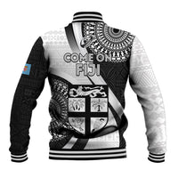 Fiji Rugby Baseball Jacket World Cup 2023 Go Champions Fijian Tapa Black Version LT14 - Polynesian Pride