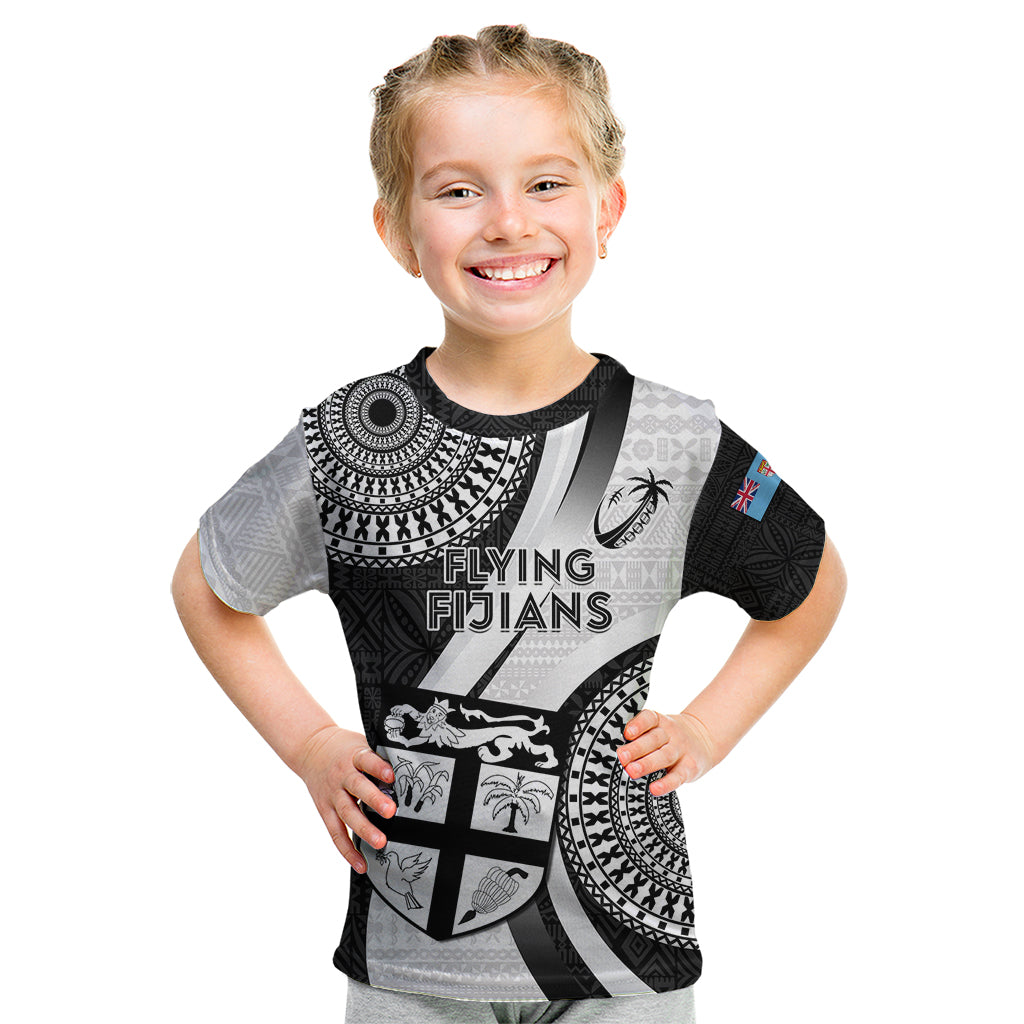 Fiji Rugby Kid T Shirt World Cup 2023 Go Champions Fijian Tapa Black Version LT14 Black - Polynesian Pride