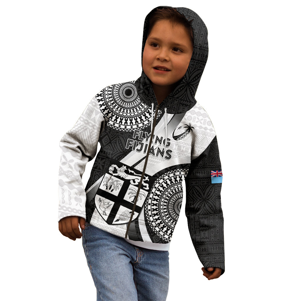 Custom Fiji Rugby Kid Hoodie World Cup 2023 Go Champions Fijian Tapa Black Version LT14 - Polynesian Pride