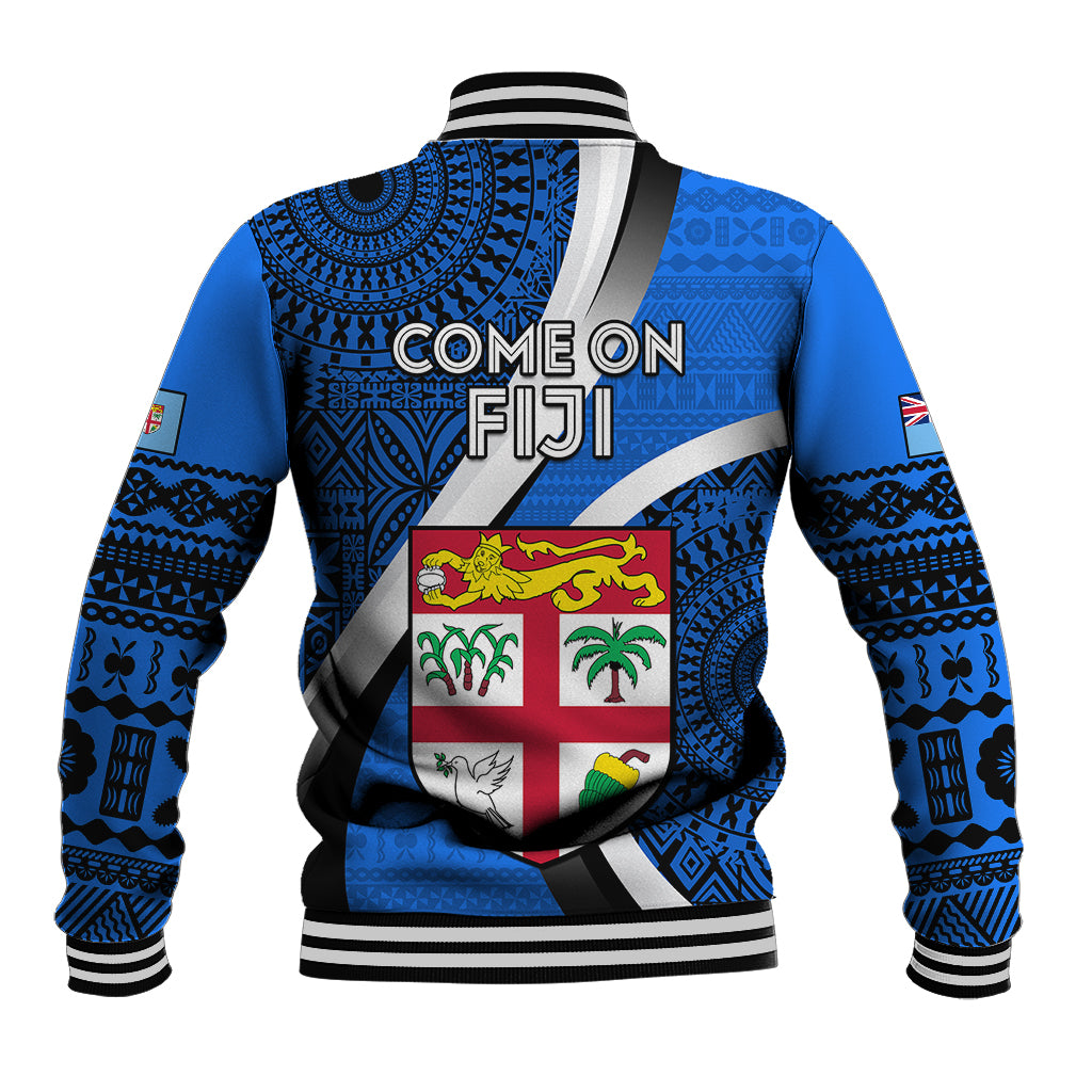 Fiji Rugby Baseball Jacket World Cup 2023 Go Champions Fijian Tapa Blue Version LT14 - Polynesian Pride