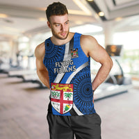 Fiji Rugby Men Tank Top World Cup 2023 Go Champions Fijian Tapa Blue Version LT14 - Polynesian Pride