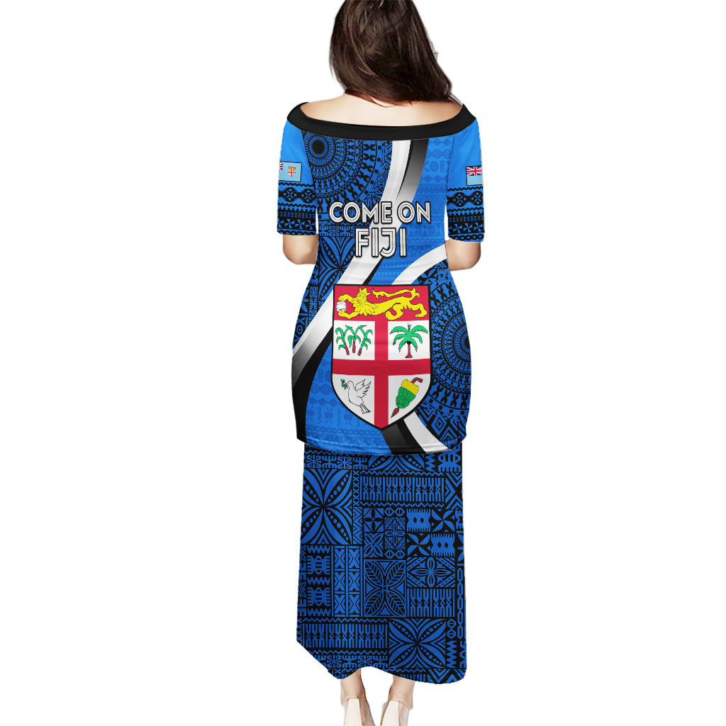 Fiji Rugby Puletasi World Cup 2023 Go Champions Fijian Tapa Blue Version LT14 - Polynesian Pride