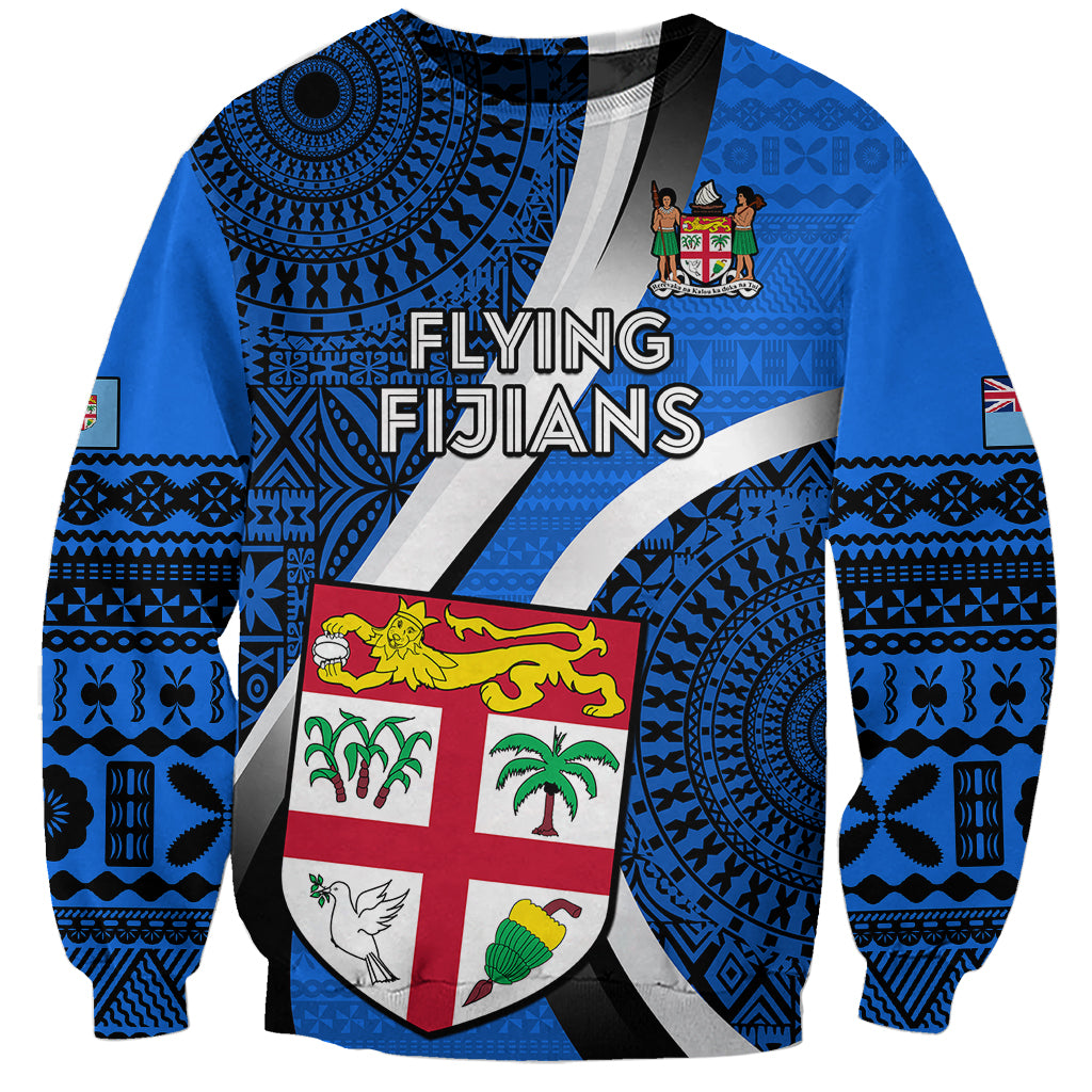 Custom Fiji Rugby Sweatshirt World Cup 2023 Go Champions Fijian Tapa Blue Version LT14 Unisex Blue - Polynesian Pride