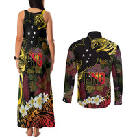 Papua New Guinea 50th Independence Anniversary Couples Matching Tank Maxi Dress and Long Sleeve Button Shirt Independen Stet bilong Papua Niu Gini LT14 - Polynesian Pride