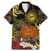 Papua New Guinea 50th Independence Anniversary Family Matching Mermaid Dress and Hawaiian Shirt Independen Stet bilong Papua Niu Gini LT14 Dad's Shirt - Short Sleeve Black - Polynesian Pride