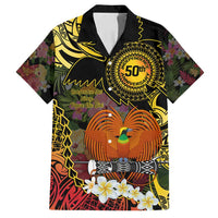 Papua New Guinea 50th Independence Anniversary Family Matching Off Shoulder Maxi Dress and Hawaiian Shirt Independen Stet bilong Papua Niu Gini LT14 Dad's Shirt - Short Sleeve Black - Polynesian Pride